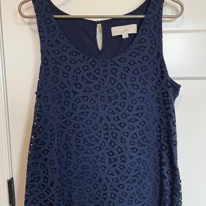 LOFT Navy lace tank, size S